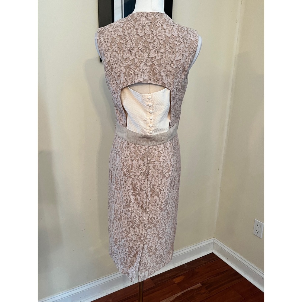 REISS Champagne Lace Sheath Dress Sleeveless Size‎ 8 - Picture 9 of 10